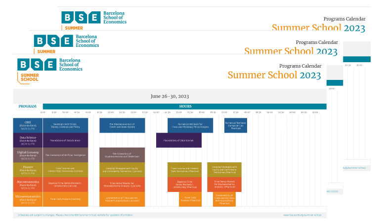 BSE Summer School Calendar 2023