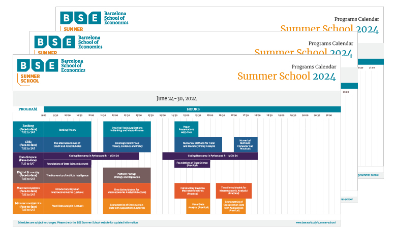BSE Summer School Calendar 2024