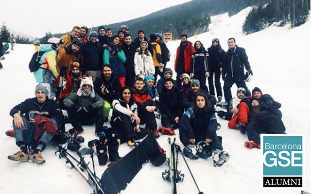 Students and alumni skiing in Andorra