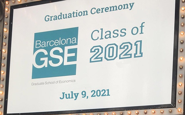 Theater marquee announcing Class of 2021 Graduation Ceremony