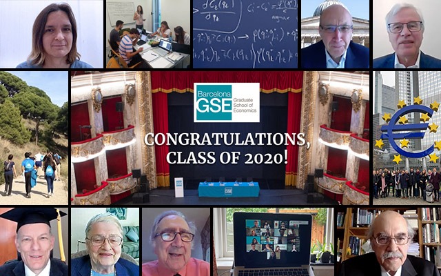 Virtual graduation ceremony for the BSE Class of 2020 Graduation 2020 speakers - Esther Duflo, Andreu Mas-Colell, and members of the BSE Scientific Council