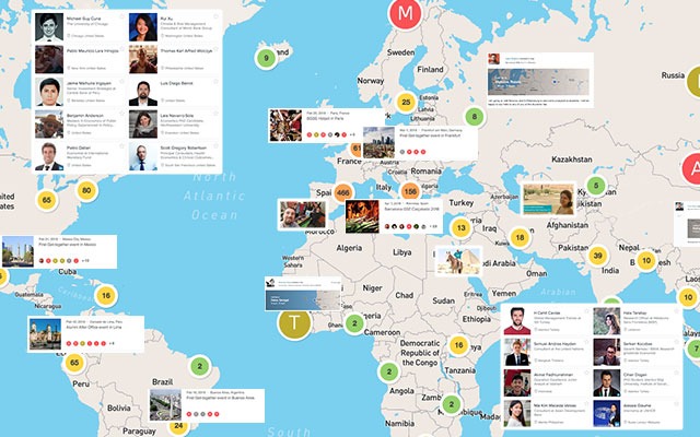 map and other features of the new online alumni platform