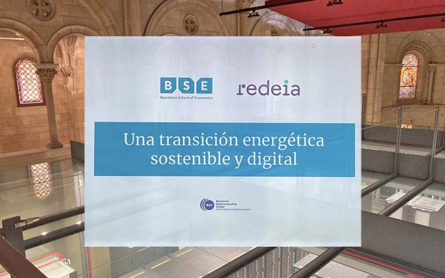 Redeia and BSE organize panels on energy transition and digital transformation Logos of BSE, Redeia, and BSC-CNS with the MareNostrum supercomputer in the background